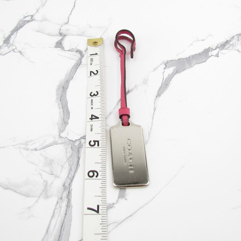 Coach Silver Metal Hangtag with Pink Leather Strap - Picture 7 of 7